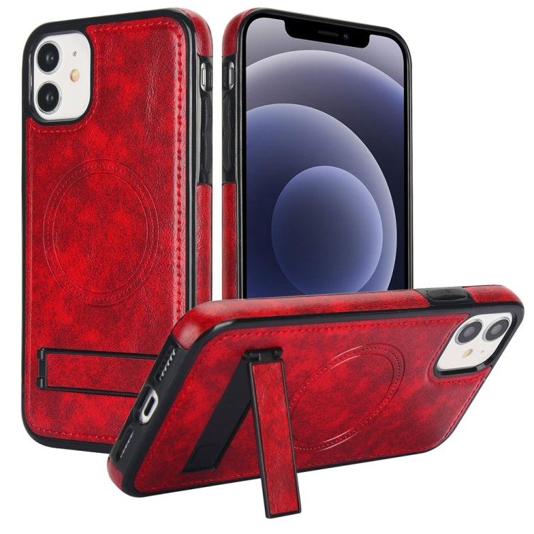 Retro Leather Invisible Stand MagSafe Phone Case, For iPhone 12 / 12 Pro, For iPhone 12 Pro Max, For iPhone 12 mini