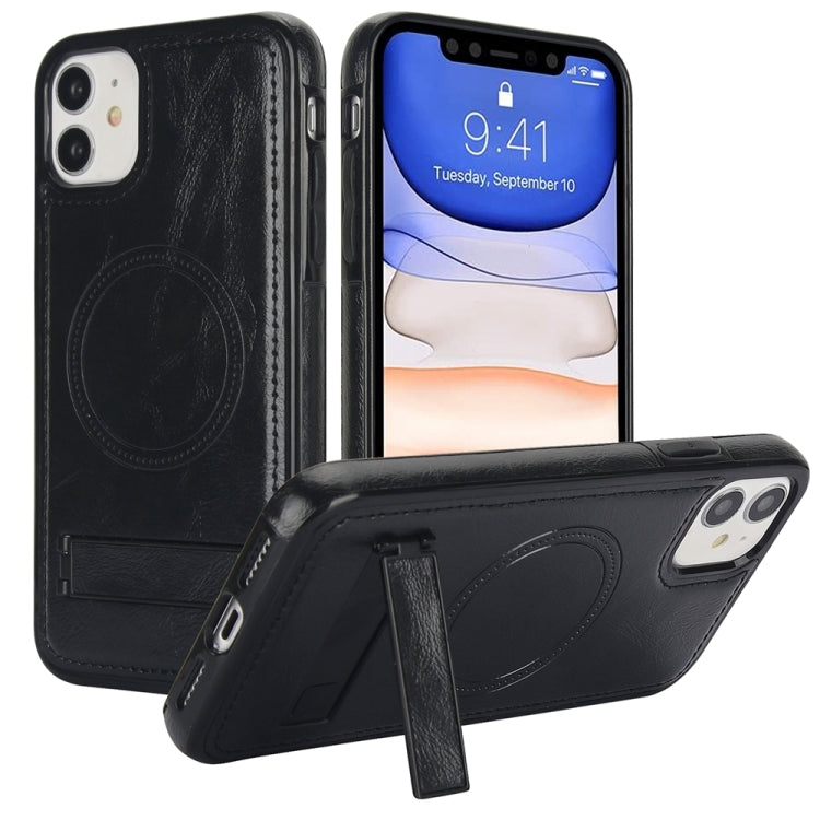 Retro Leather Invisible Stand MagSafe Phone Case, For iPhone 11 Pro Max, For iPhone 11, For iPhone 11 Pro