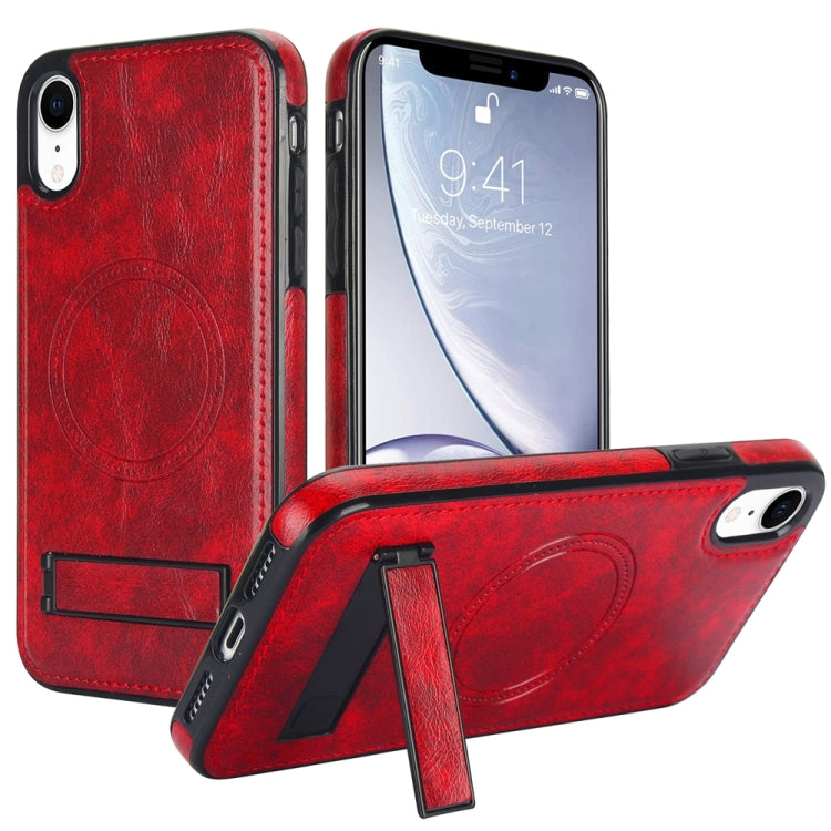 Retro Leather Invisible Stand MagSafe Phone Case, For iPhone X / XS, For iPhone XR, For iPhone XS Max