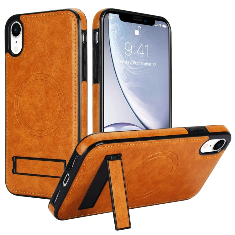 Retro Leather Invisible Stand MagSafe Phone Case, For iPhone X / XS, For iPhone XR, For iPhone XS Max