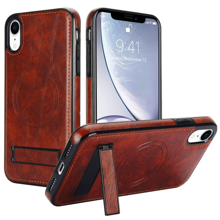 Retro Leather Invisible Stand MagSafe Phone Case, For iPhone X / XS, For iPhone XR, For iPhone XS Max