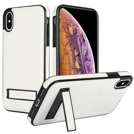 Retro Leather Invisible Stand MagSafe Phone Case, For iPhone X / XS, For iPhone XR, For iPhone XS Max