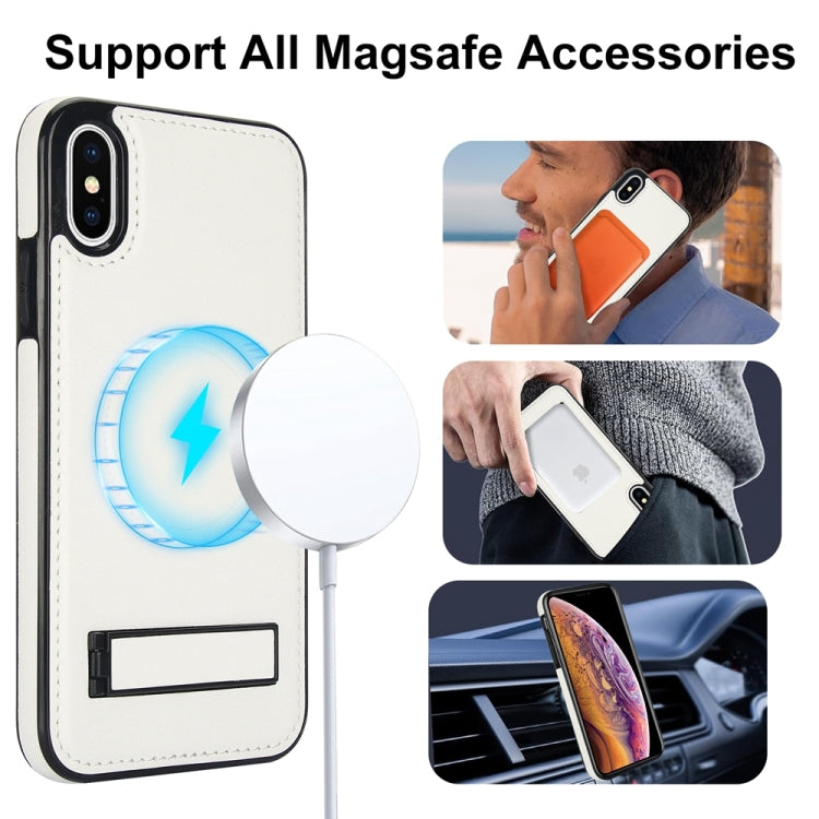 Retro Leather Invisible Stand MagSafe Phone Case, For iPhone X / XS, For iPhone XR, For iPhone XS Max