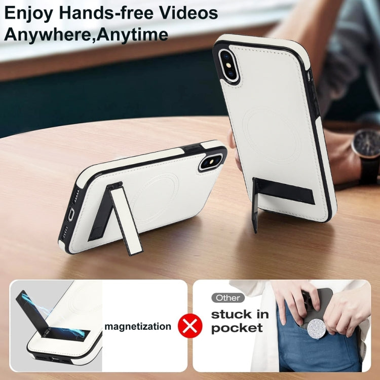 Retro Leather Invisible Stand MagSafe Phone Case, For iPhone X / XS, For iPhone XR, For iPhone XS Max