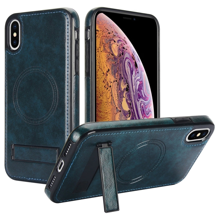Retro Leather Invisible Stand MagSafe Phone Case, For iPhone X / XS, For iPhone XR, For iPhone XS Max