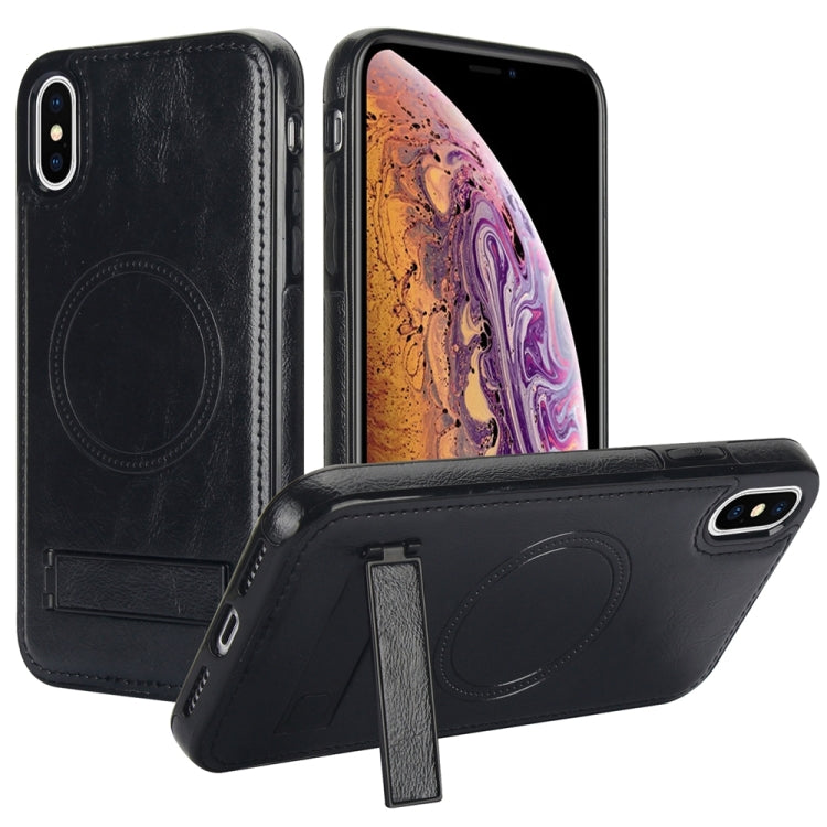 Retro Leather Invisible Stand MagSafe Phone Case, For iPhone X / XS, For iPhone XR, For iPhone XS Max