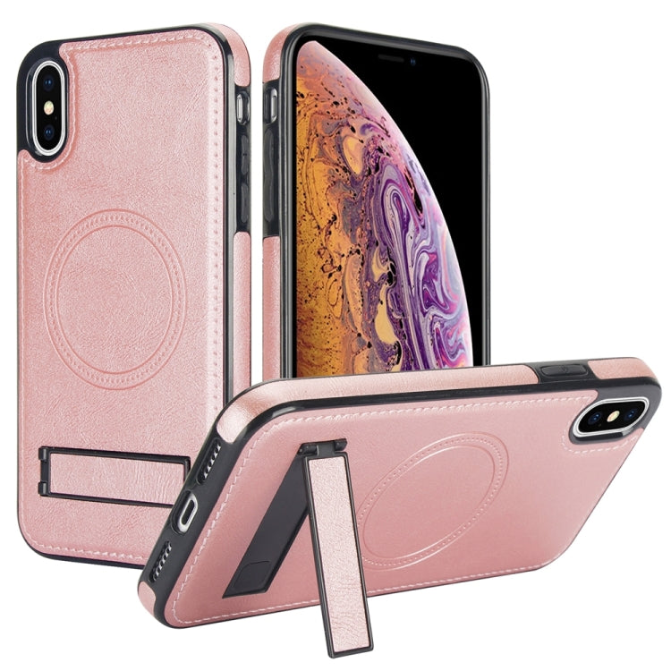 Retro Leather Invisible Stand MagSafe Phone Case, For iPhone X / XS, For iPhone XR, For iPhone XS Max