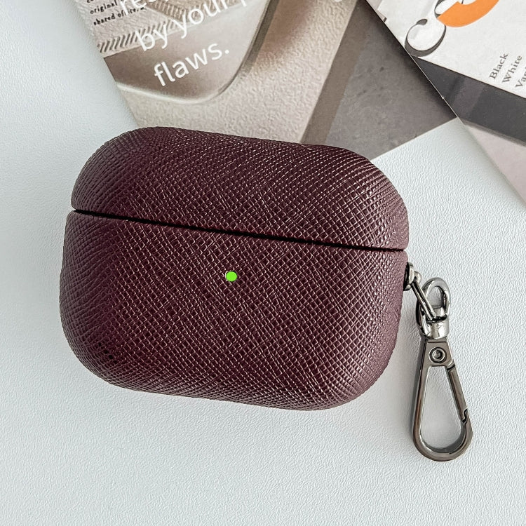Cross Texture PU Leather Bluetooth Earphone Protective Case, For AirPods Pro 2, For AirPods 3