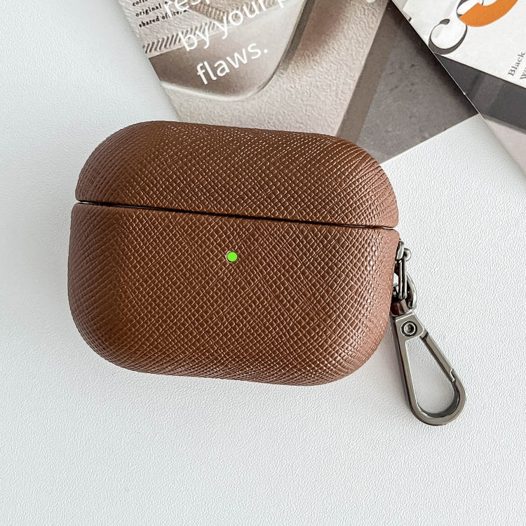 Cross Texture PU Leather Bluetooth Earphone Protective Case, For AirPods Pro 2, For AirPods 3