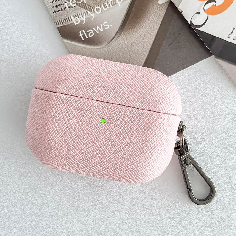 Cross Texture PU Leather Bluetooth Earphone Protective Case, For AirPods Pro