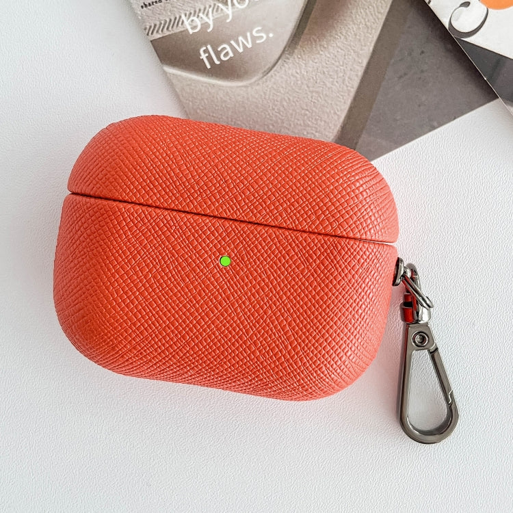 Cross Texture PU Leather Bluetooth Earphone Protective Case, For AirPods Pro