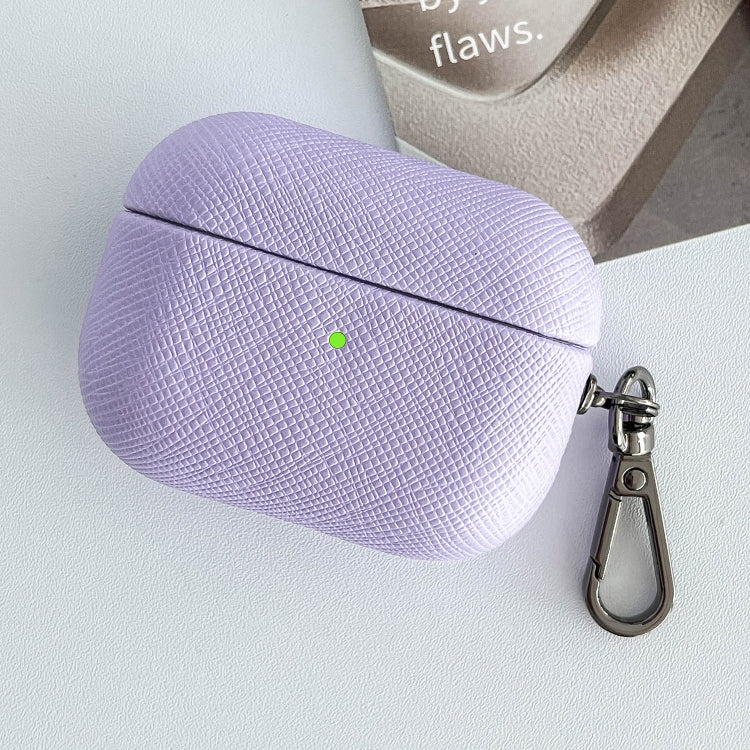 Cross Texture PU Leather Bluetooth Earphone Protective Case, For AirPods Pro