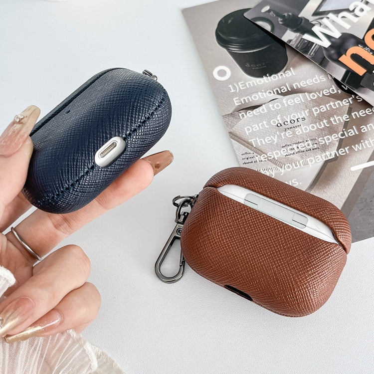 Cross Texture PU Leather Bluetooth Earphone Protective Case, For AirPods Pro 2, For AirPods 3