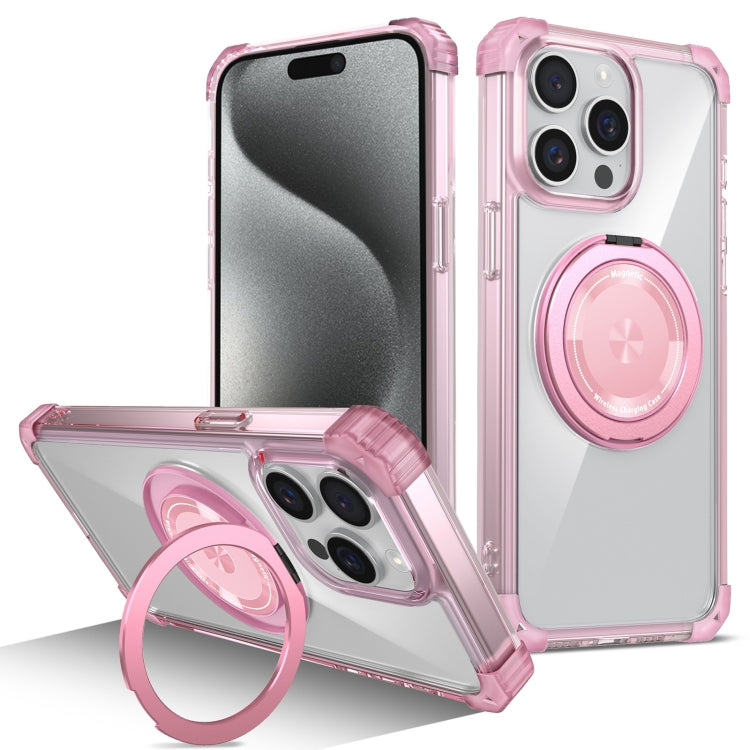 Gold Shield CD Pattern MagSafe Magnetic Phone Case with Rotating Stand, For iPhone 15 Pro Max, For iPhone 15 Pro, For iPhone 15 Plus, For iPhone 15