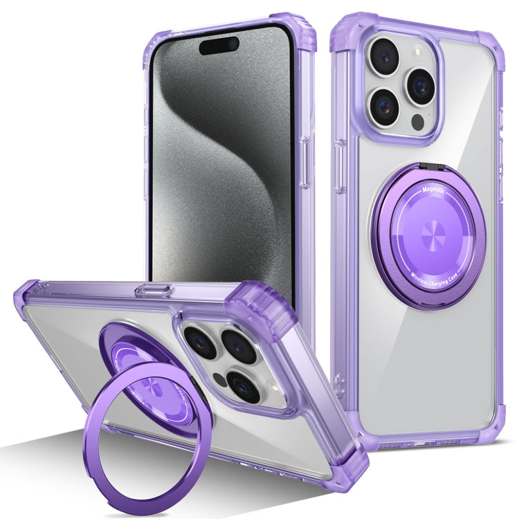 Gold Shield CD Pattern MagSafe Magnetic Phone Case with Rotating Stand, For iPhone 15 Pro Max, For iPhone 15 Pro, For iPhone 15 Plus, For iPhone 15