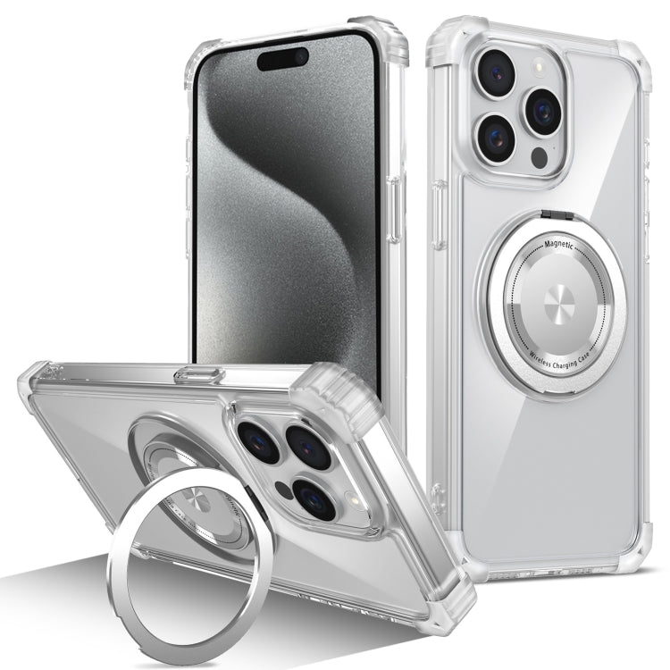 Gold Shield CD Pattern MagSafe Magnetic Phone Case with Rotating Stand, For iPhone 15 Pro Max, For iPhone 15 Pro, For iPhone 15 Plus, For iPhone 15