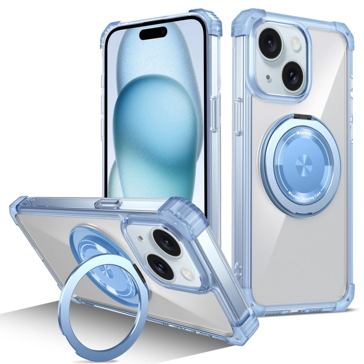Gold Shield CD Pattern MagSafe Magnetic Phone Case with Rotating Stand, For iPhone 15 Pro Max, For iPhone 15 Pro, For iPhone 15 Plus, For iPhone 15