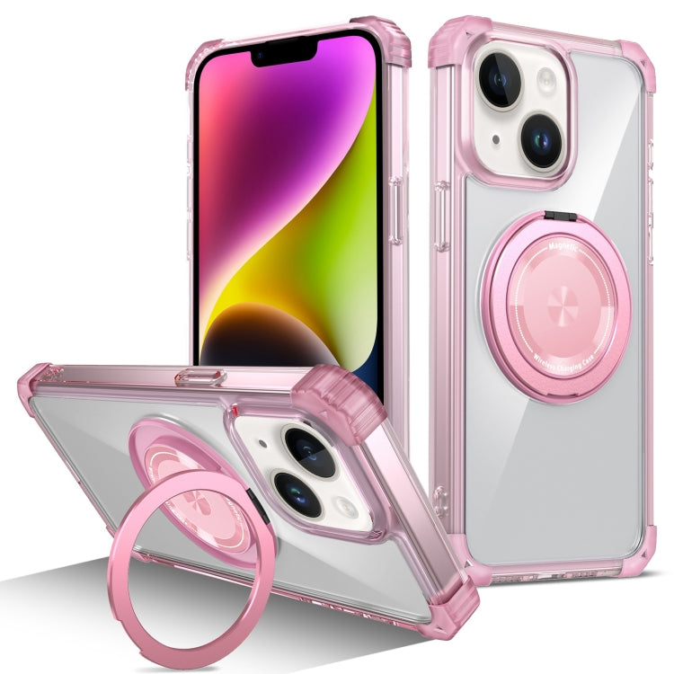 Gold Shield CD Pattern MagSafe Magnetic Phone Case with Rotating Stand, For iPhone 14 Plus, For iPhone 14, For iPhone 14 Pro, For iPhone 14 Pro Max