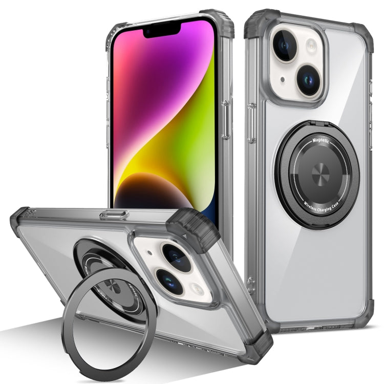 Gold Shield CD Pattern MagSafe Magnetic Phone Case with Rotating Stand, For iPhone 14 Plus, For iPhone 14, For iPhone 14 Pro, For iPhone 14 Pro Max