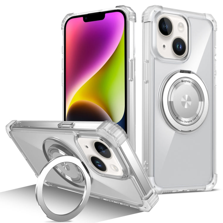Gold Shield CD Pattern MagSafe Magnetic Phone Case with Rotating Stand, For iPhone 14 Plus, For iPhone 14, For iPhone 14 Pro, For iPhone 14 Pro Max