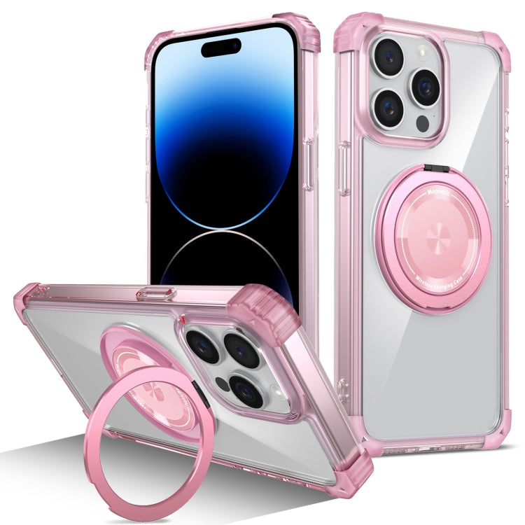 Gold Shield CD Pattern MagSafe Magnetic Phone Case with Rotating Stand, For iPhone 14 Plus, For iPhone 14, For iPhone 14 Pro, For iPhone 14 Pro Max