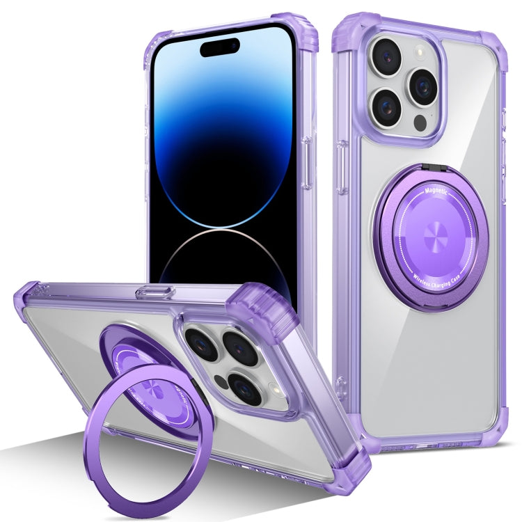 Gold Shield CD Pattern MagSafe Magnetic Phone Case with Rotating Stand, For iPhone 14 Plus, For iPhone 14, For iPhone 14 Pro, For iPhone 14 Pro Max