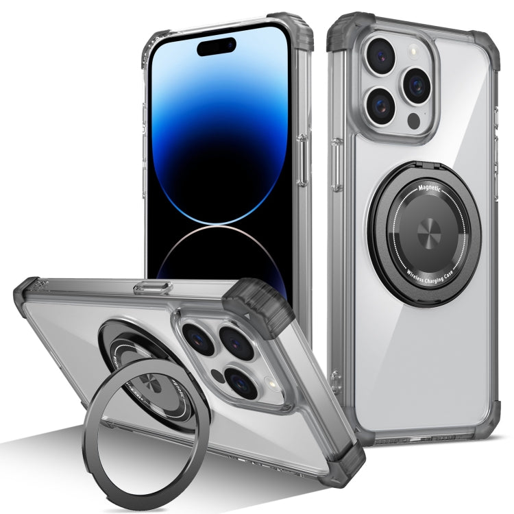 Gold Shield CD Pattern MagSafe Magnetic Phone Case with Rotating Stand, For iPhone 14 Plus, For iPhone 14, For iPhone 14 Pro, For iPhone 14 Pro Max
