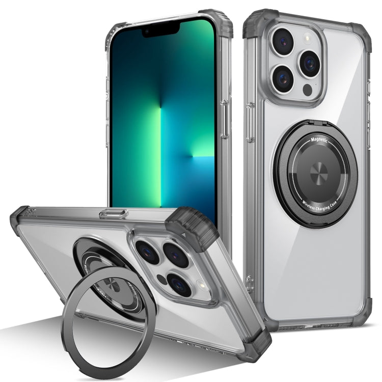 Gold Shield CD Pattern MagSafe Magnetic Phone Case with Rotating Stand, For iPhone 13 Pro Max, For iPhone 13 Pro, For iPhone 13, For iPhone 12