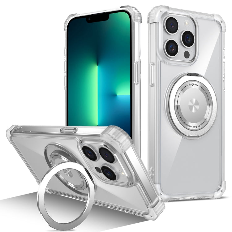 Gold Shield CD Pattern MagSafe Magnetic Phone Case with Rotating Stand, For iPhone 13 Pro Max, For iPhone 13 Pro, For iPhone 13, For iPhone 12
