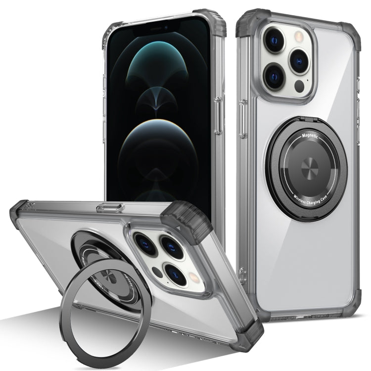 Gold Shield CD Pattern MagSafe Magnetic Phone Case with Rotating Stand, For iPhone 12 Pro Max, For iPhone 12 Pro
