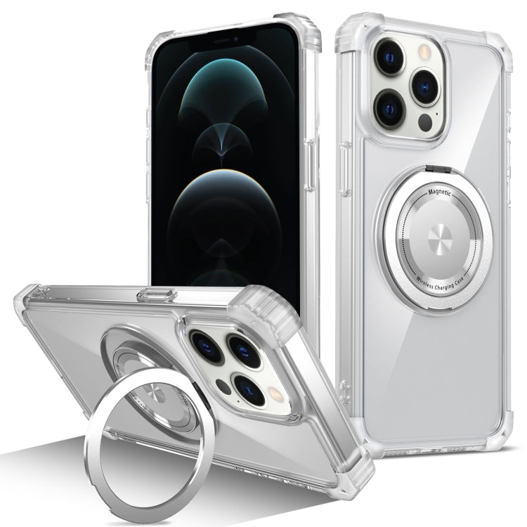 Gold Shield CD Pattern MagSafe Magnetic Phone Case with Rotating Stand, For iPhone 12 Pro Max, For iPhone 12 Pro