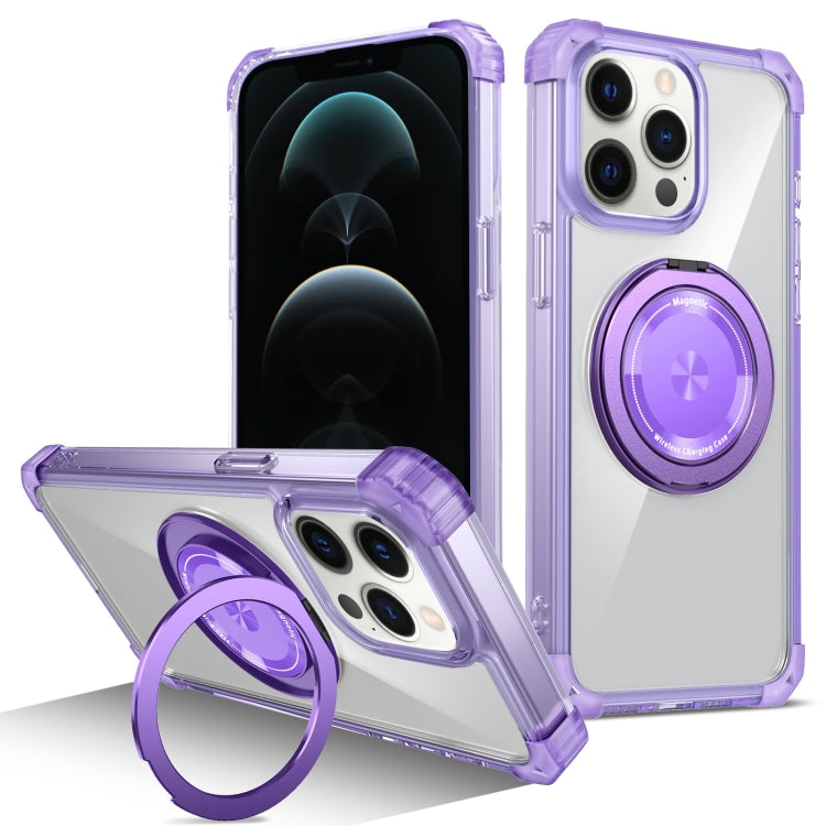 Gold Shield CD Pattern MagSafe Magnetic Phone Case with Rotating Stand, For iPhone 12 Pro Max, For iPhone 12 Pro
