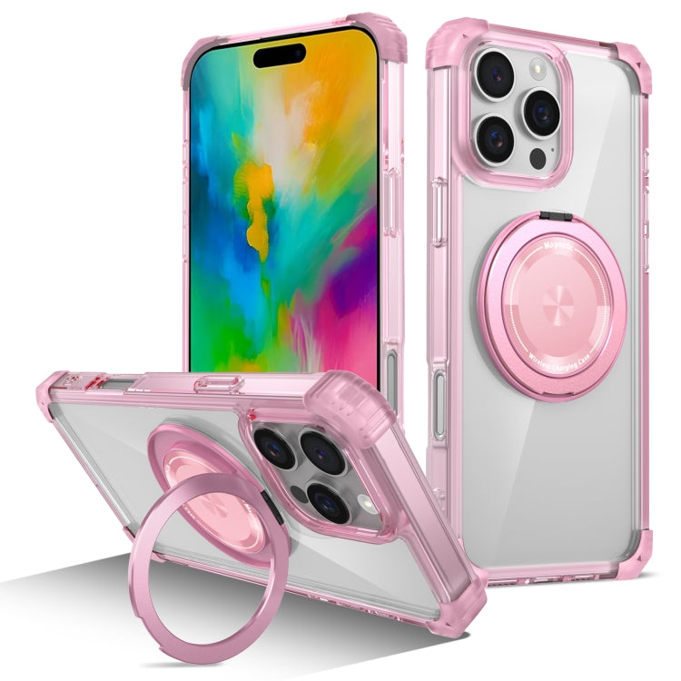 Gold Shield CD Pattern MagSafe Magnetic Phone Case with Rotating Stand, For iPhone 16 Pro Max, For iPhone 16 Pro, For iPhone 16 Plus, For iPhone 16