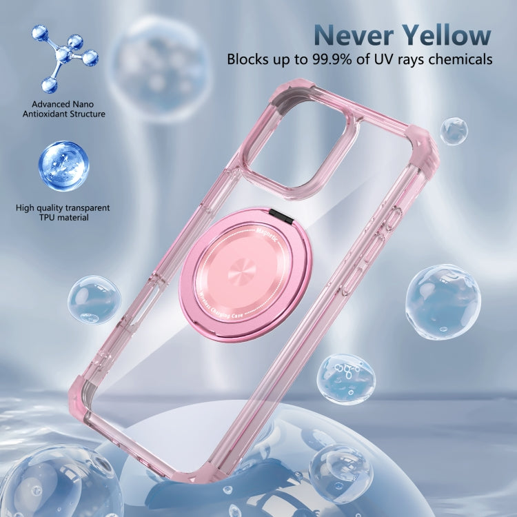 Gold Shield CD Pattern MagSafe Magnetic Phone Case with Rotating Stand, For iPhone 16 Pro Max, For iPhone 16 Pro, For iPhone 16 Plus, For iPhone 16