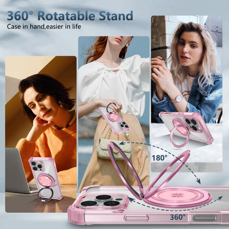 Gold Shield CD Pattern MagSafe Magnetic Phone Case with Rotating Stand, For iPhone 16 Pro Max, For iPhone 16 Pro, For iPhone 16 Plus, For iPhone 16