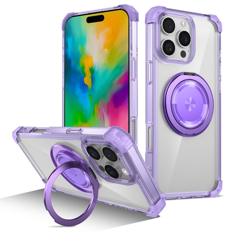 Gold Shield CD Pattern MagSafe Magnetic Phone Case with Rotating Stand, For iPhone 16 Pro Max, For iPhone 16 Pro, For iPhone 16 Plus, For iPhone 16