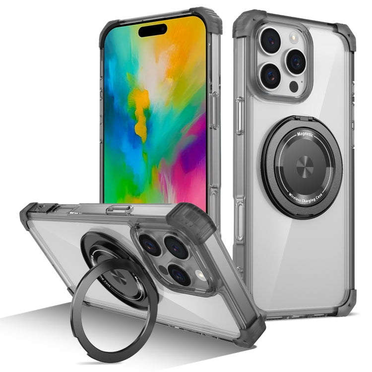 Gold Shield CD Pattern MagSafe Magnetic Phone Case with Rotating Stand, For iPhone 16 Pro Max, For iPhone 16 Pro, For iPhone 16 Plus, For iPhone 16