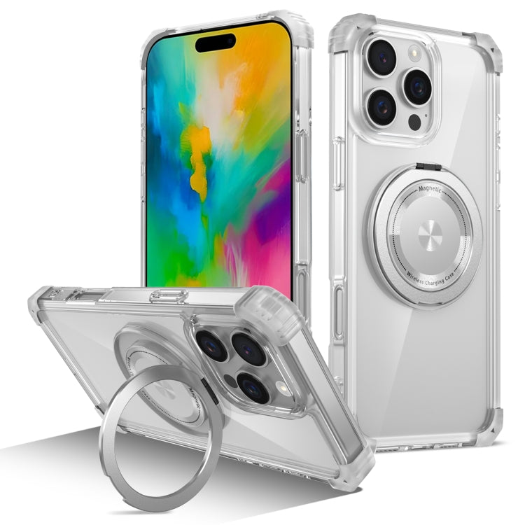 Gold Shield CD Pattern MagSafe Magnetic Phone Case with Rotating Stand, For iPhone 16 Pro Max, For iPhone 16 Pro, For iPhone 16 Plus, For iPhone 16