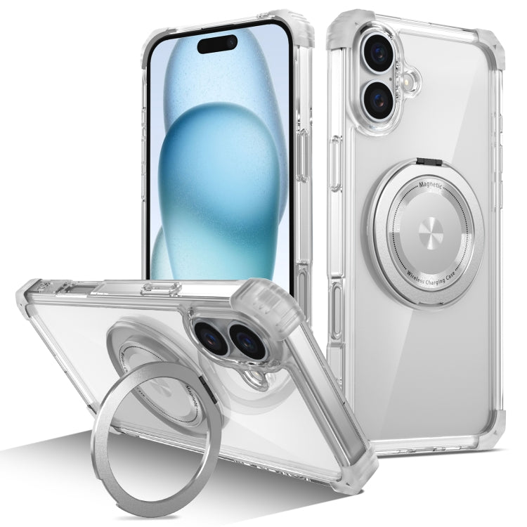 Gold Shield CD Pattern MagSafe Magnetic Phone Case with Rotating Stand, For iPhone 16 Pro Max, For iPhone 16 Pro, For iPhone 16 Plus, For iPhone 16
