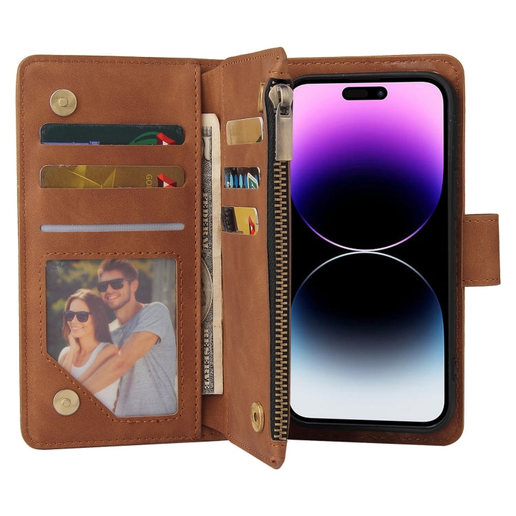 Multifunctional Multi-Card Wallet Phone Leather Case, For iPhone 15 Pro Max, For iPhone 15 Pro, For iPhone 15 Plus, For iPhone 15