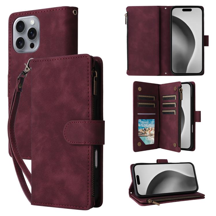 Multifunctional Multi-Card Wallet Phone Leather Case, For iPhone 16 Pro Max, For iPhone 16 Pro, For iPhone 16 Plus, For iPhone 16