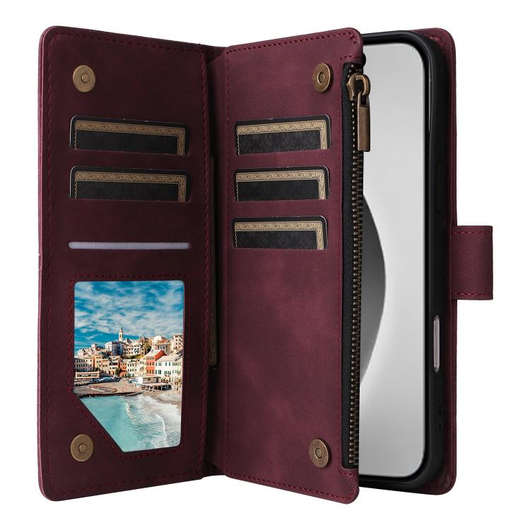 Multifunctional Multi-Card Wallet Phone Leather Case, For iPhone 16 Pro Max, For iPhone 16 Pro, For iPhone 16 Plus, For iPhone 16