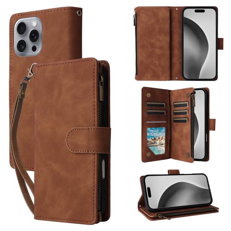 Multifunctional Multi-Card Wallet Phone Leather Case, For iPhone 16 Pro Max, For iPhone 16 Pro, For iPhone 16 Plus, For iPhone 16