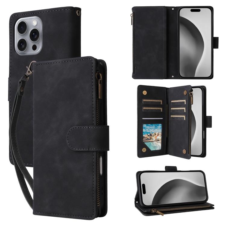 Multifunctional Multi-Card Wallet Phone Leather Case, For iPhone 16 Pro Max, For iPhone 16 Pro, For iPhone 16 Plus, For iPhone 16
