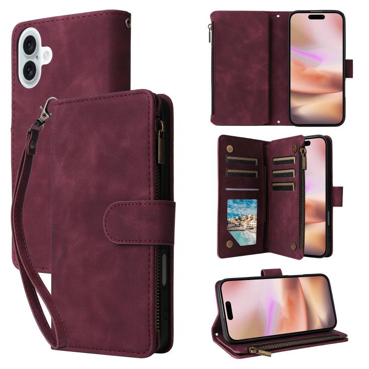 Multifunctional Multi-Card Wallet Phone Leather Case, For iPhone 16 Pro Max, For iPhone 16 Pro, For iPhone 16 Plus, For iPhone 16