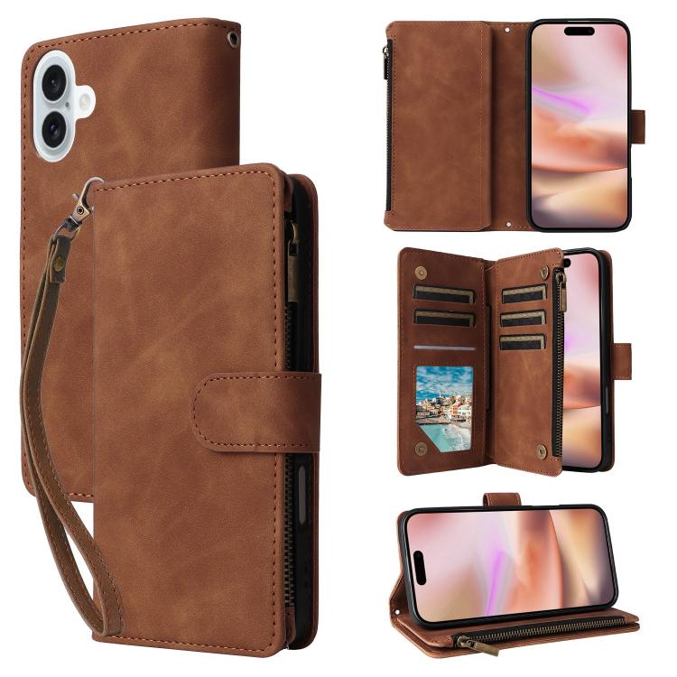 Multifunctional Multi-Card Wallet Phone Leather Case, For iPhone 16 Pro Max, For iPhone 16 Pro, For iPhone 16 Plus, For iPhone 16