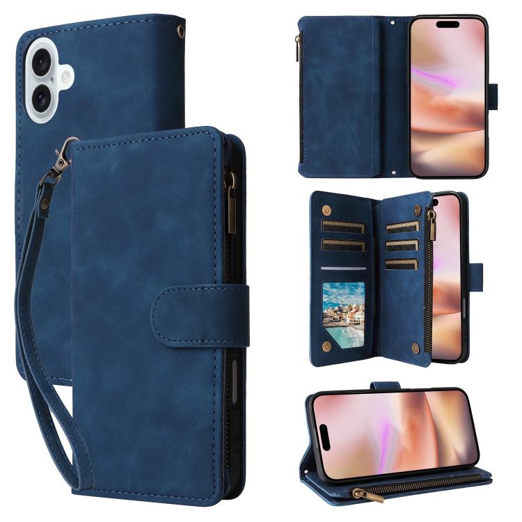 Multifunctional Multi-Card Wallet Phone Leather Case, For iPhone 16 Pro Max, For iPhone 16 Pro, For iPhone 16 Plus, For iPhone 16