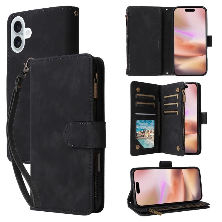Multifunctional Multi-Card Wallet Phone Leather Case, For iPhone 16 Pro Max, For iPhone 16 Pro, For iPhone 16 Plus, For iPhone 16