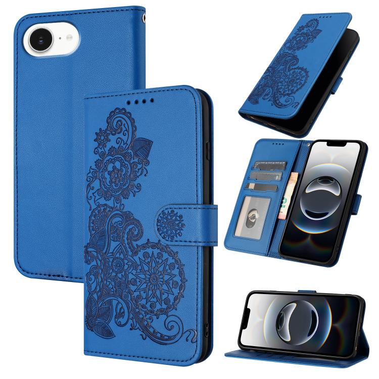 Datura Flower Embossed Flip Leather Phone Case, For iPhone 17 Pro Max, For iPhone 17 Pro, For iPhone 17