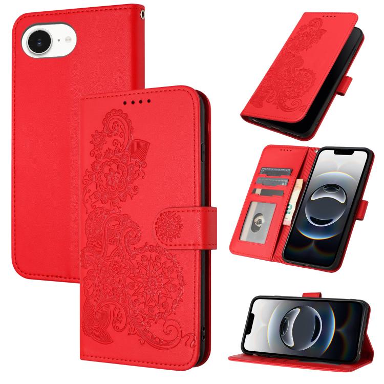 Datura Flower Embossed Flip Leather Phone Case, For iPhone 17 Pro Max, For iPhone 17 Pro, For iPhone 17